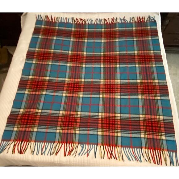 Vintage Horner 100% WOOL PLAID THROW Lap Blanket Stadium Cabin Fringe 52 x 50" - Picture 2 of 10